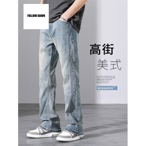 美式高街復古牛仔褲男2025春夏季潮牌直筒休閒長褲子春秋