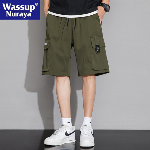 WASSUP NURAYA速乾工裝短褲男夏季休閒運動冰絲大口袋沙灘五分褲