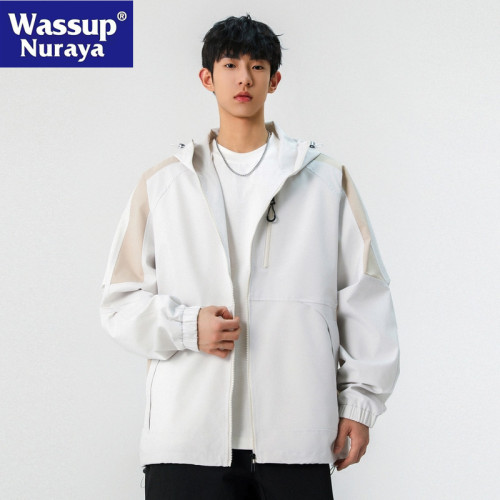 WASSUP NURAYA外套男春秋2025新款夾克連帽休閒青年防潑水沖鋒衣