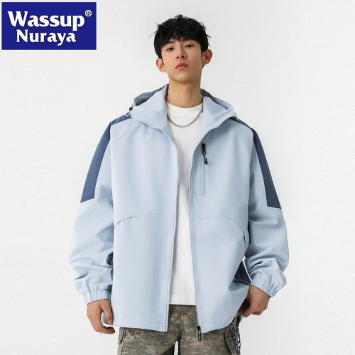 WASSUP NURAYA外套男春秋2025新款夾克連帽休閒青年防潑水沖鋒衣