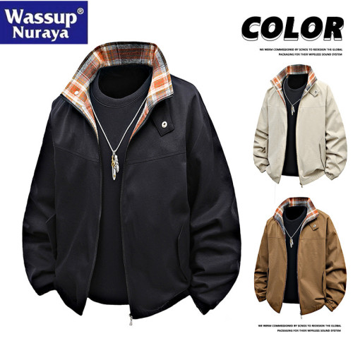 WASSUP Nuraya潮牌美式復古雙面穿外套男春秋立領寬鬆青少年夾克