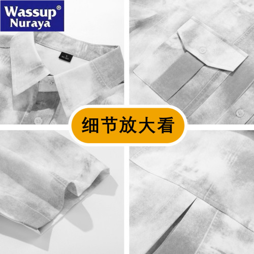 WASSUP Nuraya潮牌紥染短袖襯衫男設計感小衆夏季高級感痞帥襯衣