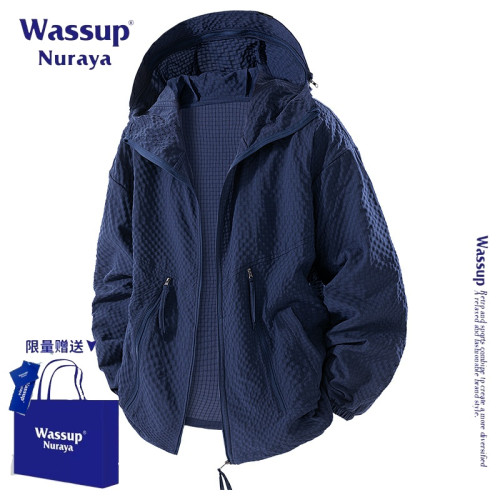 WASSUP NURAYA美式復古防曬衣男夏季新款潮牌寬松連帽防曬服外套