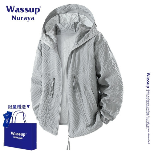 WASSUP NURAYA美式復古防曬衣男夏季新款潮牌寬松連帽防曬服外套
