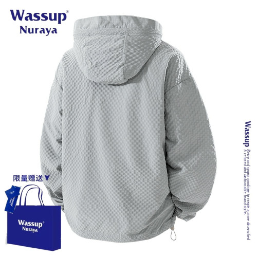 WASSUP NURAYA美式復古防曬衣男夏季新款潮牌寬松連帽防曬服外套