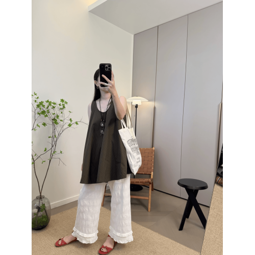MKDesign 夏季新品進口格紋全棉立體剪裁顯瘦背心娃娃襯衫上衣