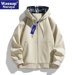 WASSUP Nuraya潮牌2025新款連帽春秋休閒寬鬆情侶青年夾克外套男