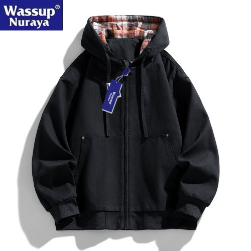 WASSUP Nuraya潮牌2025新款連帽春秋休閒寬鬆情侶青年夾克外套男