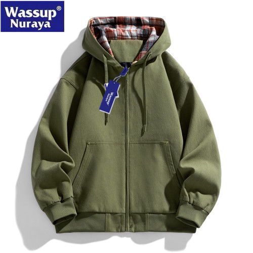 WASSUP Nuraya潮牌2025新款連帽春秋休閒寬鬆情侶青年夾克外套男