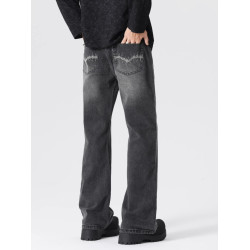 美式潮牌微喇牛仔褲男2025春季新款高街濶腿寬鬆直筒休閒長褲子