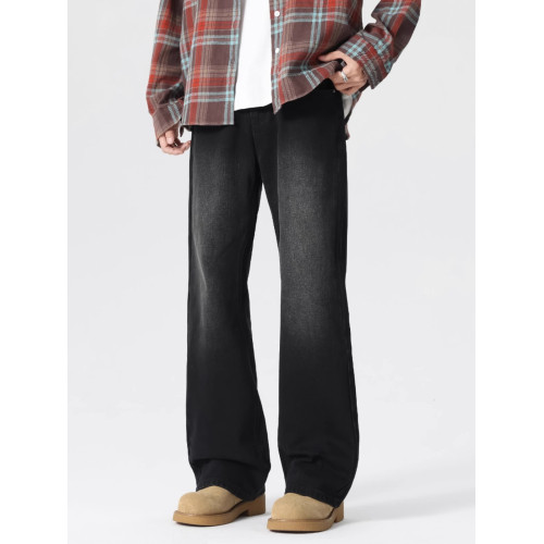 美式潮牌微喇牛仔褲男2025春季新款高街濶腿寬鬆直筒休閒長褲子