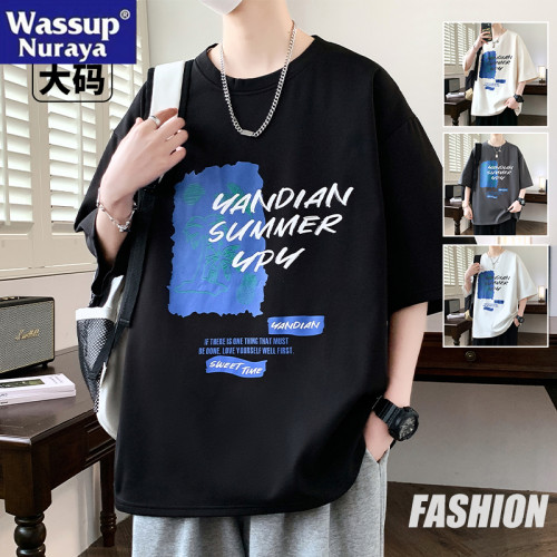 WASSUP NURAYA短袖t恤男夏季青年2025新款寬松胖子加肥加大碼體恤