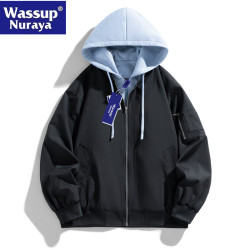 WASSUP Nuraya潮牌夾克外套男春秋復古情侶假兩件防水棒球服男女
