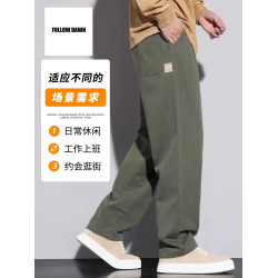 工裝褲子男士2025春秋新款美式直筒寬松濶腿褲秋季休閒長褲子