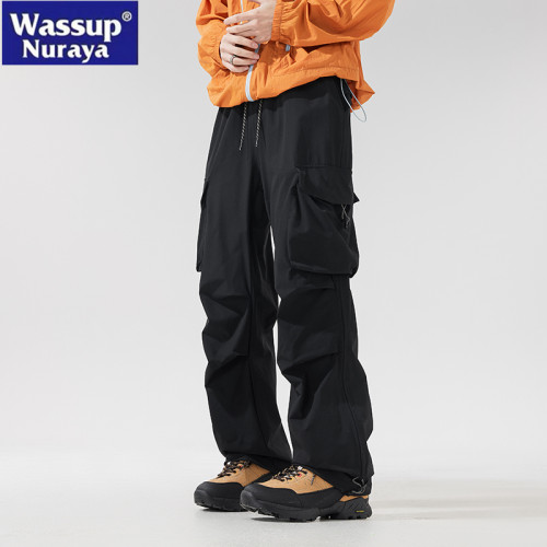 WASSUP NURAYA山系登山沖鋒工裝長褲直筒濶腿速乾冰絲休閒褲男潮