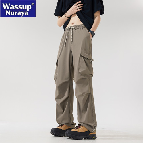 WASSUP NURAYA山系登山沖鋒工裝長褲直筒濶腿速乾冰絲休閒褲男潮