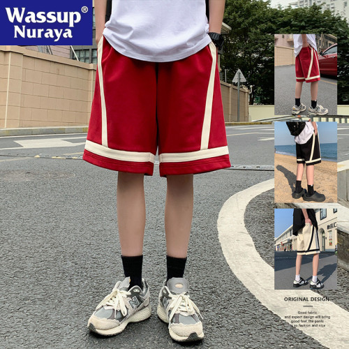 WASSUP NURAYA美式籃球運動短褲男士夏季寬鬆直筒休閒沙灘五分褲