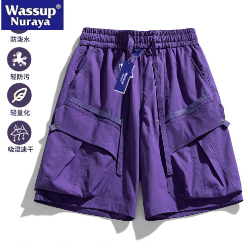 WASSUP Nuraya潮牌工裝短褲男夏季高街冰絲美式休閒沙灘五分中褲