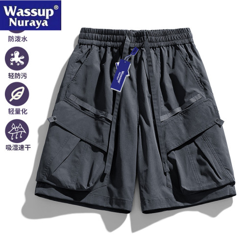 WASSUP Nuraya潮牌工裝短褲男夏季高街冰絲美式休閒沙灘五分中褲