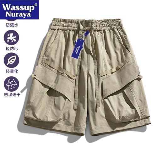 WASSUP Nuraya潮牌工裝短褲男夏季高街冰絲美式休閒沙灘五分中褲