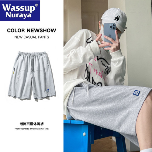 WASSUP NURAYA潮牌男士針織休閒褲子五分籃球短褲男運動寬鬆夏季