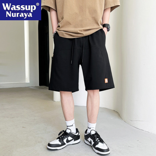 WASSUP NURAYA潮牌男士針織休閒褲子五分籃球短褲男運動寬鬆夏季