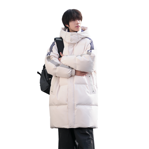 WASSUP NURAYA中長款羽絨服男情侶裝冬季連帽白鴨絨保暖防寒外套