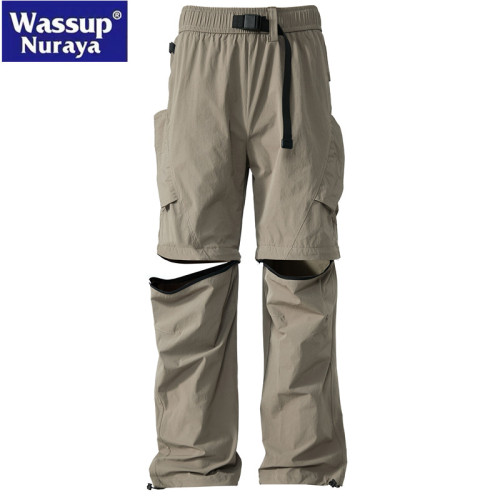 WASSUP Nuraya潮牌可拆卸工裝沖鋒褲男夏季薄款速乾涼感傘兵長褲