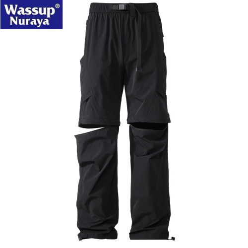WASSUP Nuraya潮牌可拆卸工裝沖鋒褲男夏季薄款速乾涼感傘兵長褲