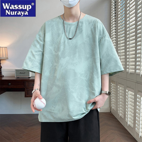 WASSUP NURAYA涼感短袖T恤男夏季冰絲體恤衫寬松半袖速乾上衣服男