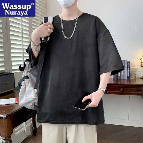 WASSUP NURAYA涼感短袖T恤男夏季冰絲體恤衫寬松半袖速乾上衣服男