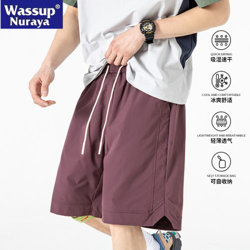 WASSUP NURAYA戶外短褲男夏季休閒運動輕薄透氣寬松青年五分中褲