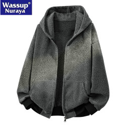 WASSUP Nuraya潮牌星空紋衛衣外套男春秋美式復古重磅連帽衫夾克