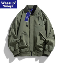 WASSUP Nuraya潮牌美式飛行服夾克男春秋新款寬鬆休閒棒球領外套