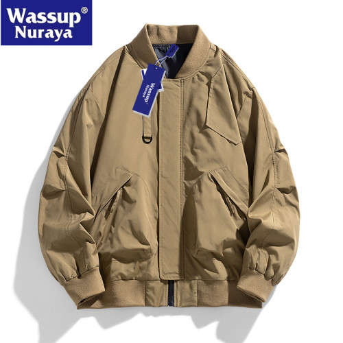 WASSUP Nuraya潮牌美式飛行服夾克男春秋新款寬鬆休閒棒球領外套