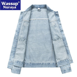WASSUP Nuraya潮牌牛仔外套男春秋青年工裝夾克2024新款休閒上衣