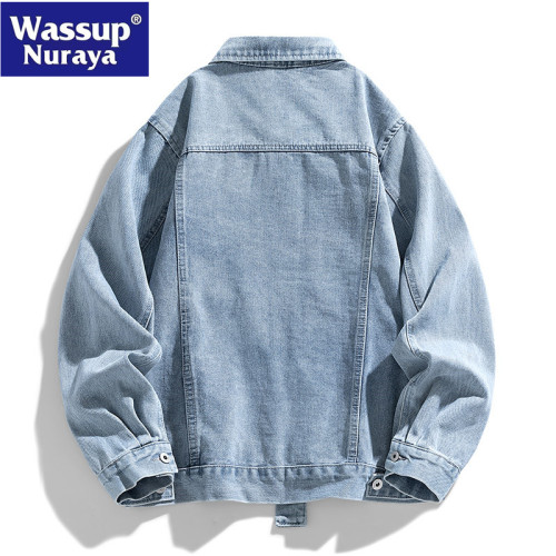 WASSUP Nuraya潮牌牛仔外套男春秋青年工裝夾克2024新款休閒上衣