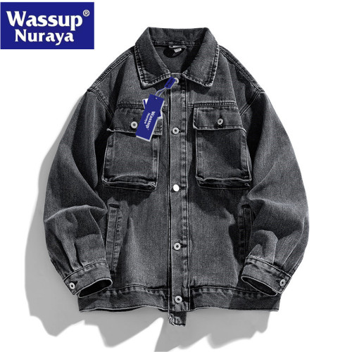 WASSUP Nuraya潮牌牛仔外套男春秋青年工裝夾克2024新款休閒上衣