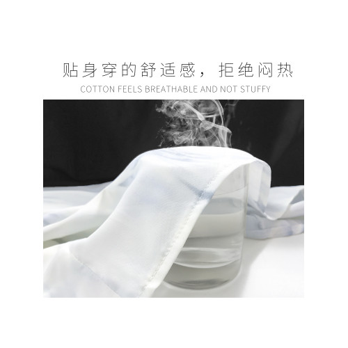 白色襯衫短袖2025復古港風紥染水墨印花襯衣設計感小衆上衣女夏季