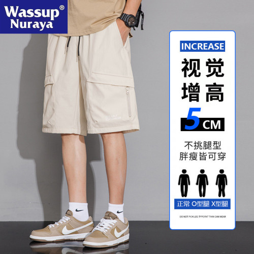 WASSUP NURAYA工裝短褲男夏季戶外運動速乾冰絲多口袋休閒五分褲