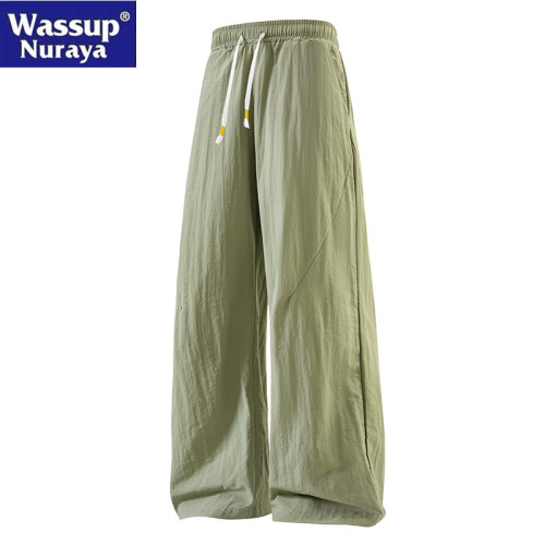 WASSUP Nuraya潮牌夏季冰絲褲男寬鬆冰感透氣直筒速乾休閒長褲子