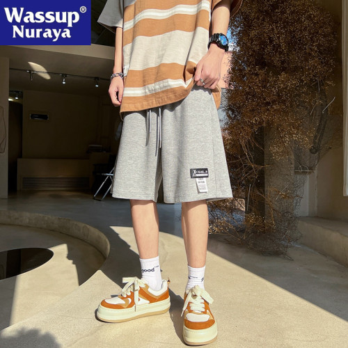 WASSUP NURAYA夏季新款時尚百搭短褲透氣寬松運動休閒五分褲子男