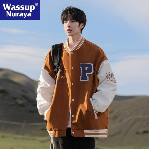 WASSUP NURAYA美式棒球服男士外套春秋2025新款寬松百搭上衣夾克