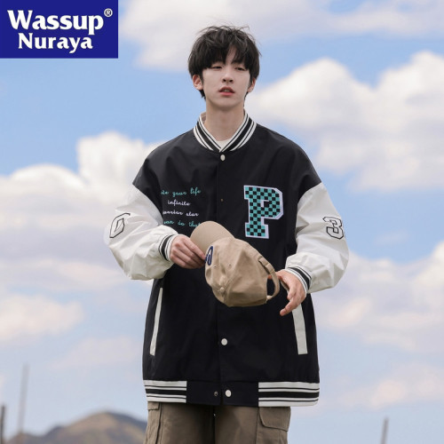 WASSUP NURAYA美式棒球服男士外套春秋2025新款寬松百搭上衣夾克