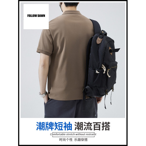 夏季polo衫男士短袖t恤簡約字母休閒繙領寬鬆半袖上衣潮