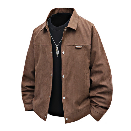 WASSUP Nuraya潮牌鹿皮絨夾克男寬鬆繙領休閒工裝春秋青少年外套