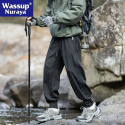 WASSUP NURAYA山系戶外束腳沖鋒褲男潮牌復古寬松百搭三防運動褲