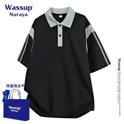 WASSUP NURAYA美式復古短袖polo衫男士夏季新款潮牌寬松休閒上衣
