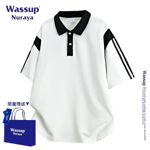 WASSUP NURAYA美式復古短袖polo衫男士夏季新款潮牌寬松休閒上衣