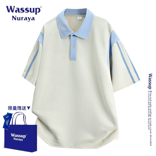WASSUP NURAYA美式復古短袖polo衫男士夏季新款潮牌寬松休閒上衣